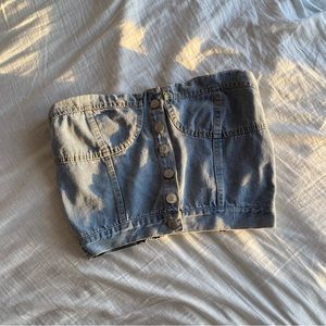 Denim cropped strapless top for micas in size S